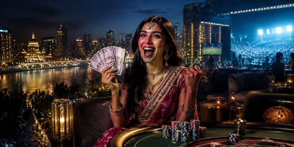 Nighttime Pune city view with sports betting and entertainment